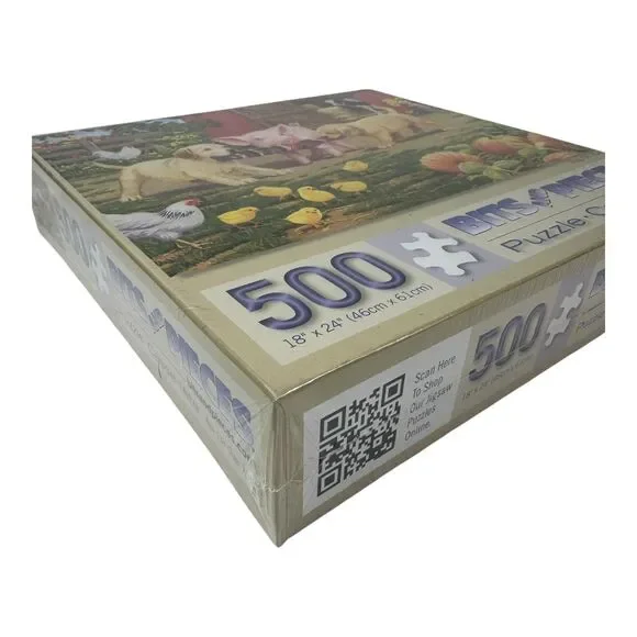 NEW Bits & Pieces Tug Of War 500 Piece Puzzle Puppies Pigs‎ Cow Chicken Farm - Picture 8 of 8